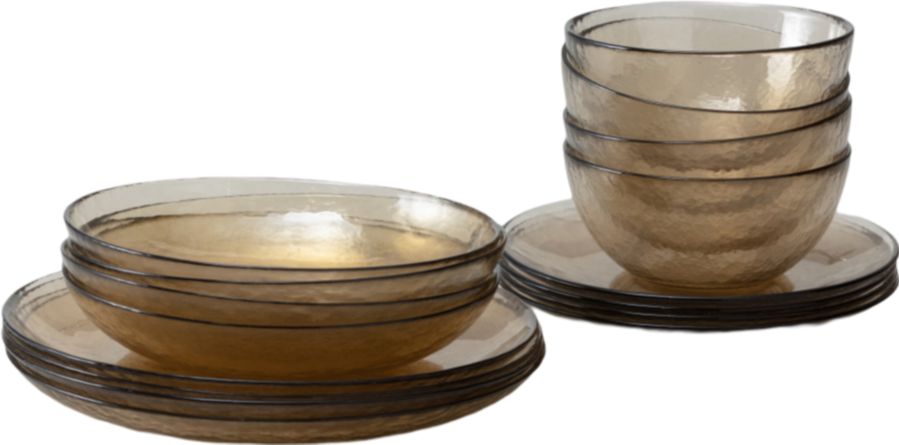 Fortessa - Los Cabos Ginger Root Orange 16 Pc Glass Dinnerware Set - 16PPS.2700.GING