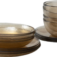 Fortessa - Los Cabos Ginger Root Orange 16 Pc Glass Dinnerware Set - 16PPS.2700.GING