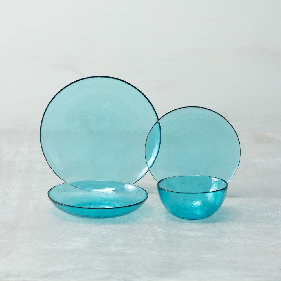 Fortessa - Los Cabos Lagoon Blue 16 Pc Glass Dinnerware Set - 16PPS.2700.LAG