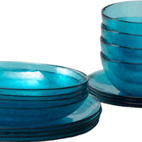 Fortessa - Los Cabos Lagoon Blue 16 Pc Glass Dinnerware Set - 16PPS.2700.LAG