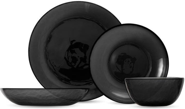 Fortessa - Los Cabos Shadow Black 16 Pc Glass Dinnerware Set - 16PPS.2700.SHAD