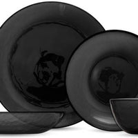 Fortessa - Los Cabos Shadow Black 16 Pc Glass Dinnerware Set - 16PPS.2700.SHAD