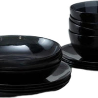 Fortessa - Los Cabos Shadow Black 16 Pc Glass Dinnerware Set - 16PPS.2700.SHAD
