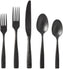Fortessa - Lucca 5 Pc Faceted Brushed Black Flatware Set - 5PPS-102FC6B-05