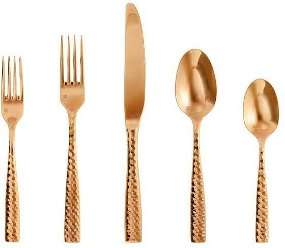 Fortessa - Lucca 20 Pc Faceted Copper Rose Flatware Set - 20PPS-102FC4-05