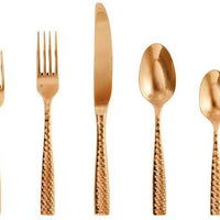 Fortessa - Lucca 20 Pc Faceted Copper Rose Flatware Set - 20PPS-102FC4-05