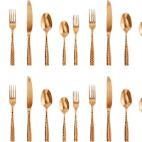 Fortessa - Lucca 20 Pc Faceted Copper Rose Flatware Set - 20PPS-102FC4-05