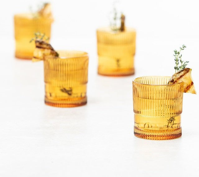 Fortessa - NoHo 9.85 Oz Amber Rocks/Double Old Fashioned Glass, Pack of 4 - NOHO.AMBER.04