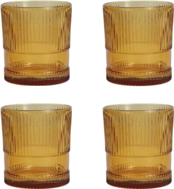 Fortessa - NoHo 9.85 Oz Amber Rocks/Double Old Fashioned Glass, Pack of 4 - NOHO.AMBER.04