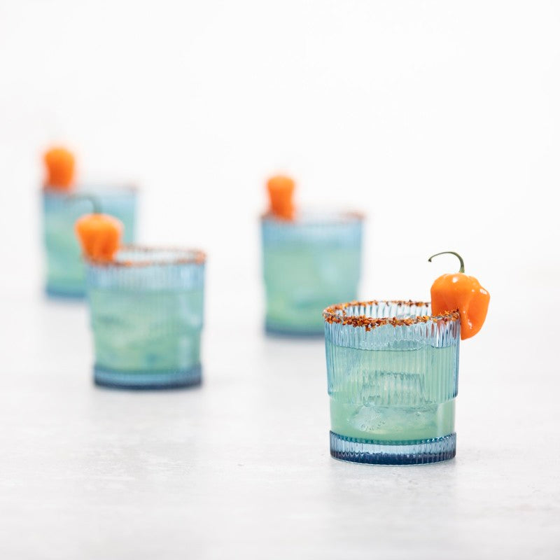 Fortessa - NoHo 9.85 Oz Blue Rocks/Double Old Fashioned Glass, Pack of 4 - NOHO.BLUE.04