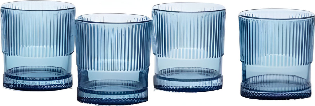 Fortessa - NoHo 9.85 Oz Blue Rocks/Double Old Fashioned Glass, Pack of 4 - NOHO.BLUE.04
