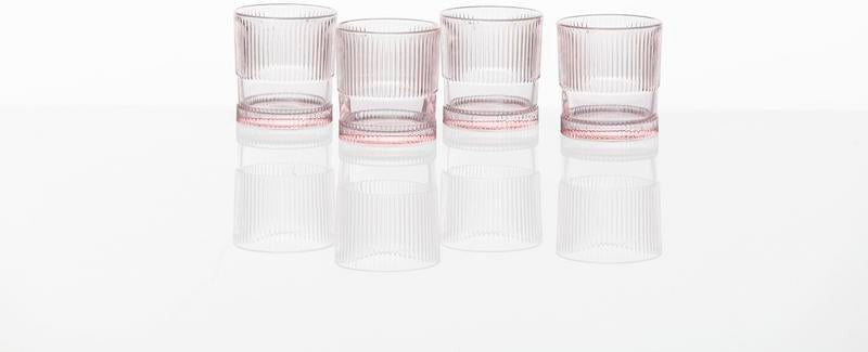 Fortessa - NoHo 9.85 Oz Pink Rocks/Double Old Fashioned Glass, Pack of 4 - NOHO.PINK.04