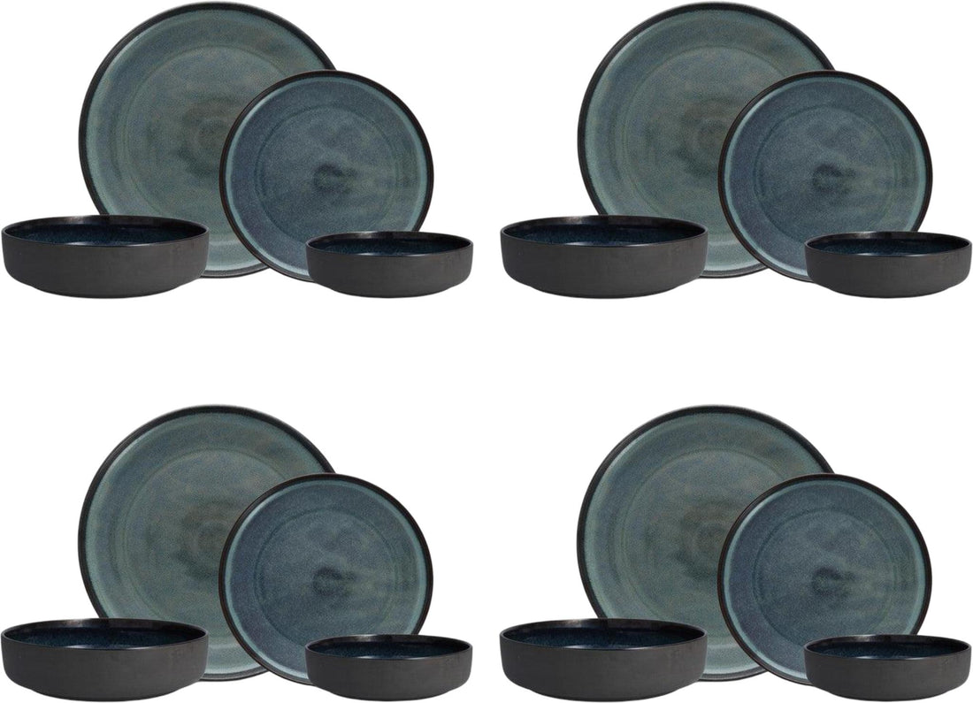 Fortessa - Northern Lights 16 Pc Aurora Blue Dinnerware Set - 16PPS.1100