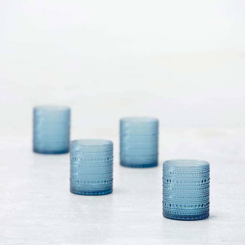 Fortessa - Orbetto 10.5 Oz Blue Double Old Fashioned Glass, Pack of 4 - PS.ORB.BL.04