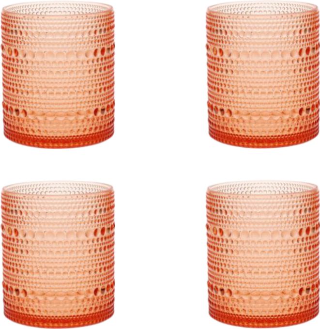 Fortessa - Orbetto 10.5 Oz Coral Blush Double Old Fashioned Glass, Pack of 4 - PS.ORB.CB.04