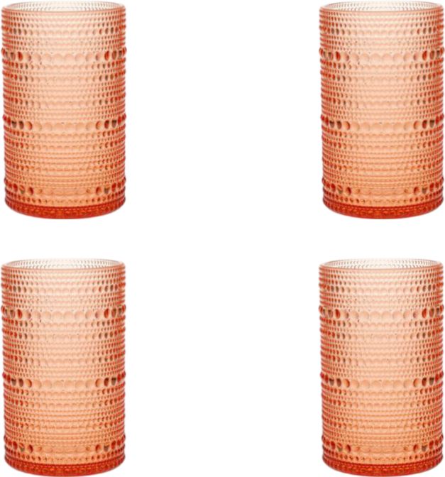 Fortessa - Orbetto 13 Oz Coral Blush Iced Beverage Glass, Pack of 4 - PS.ORB.CB.03