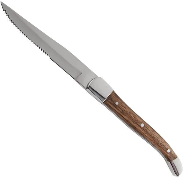 Fortessa - Provencal 9.25" Serrated Wood Handle Steak Knife, Pack of 6 - 1.5.STK.SR.248