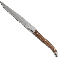 Fortessa - Provencal 9.25" Serrated Wood Handle Steak Knife, Pack of 6 - 1.5.STK.SR.248