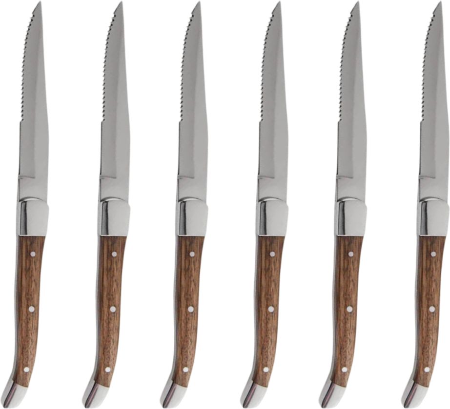 Fortessa - Provencal 9.25" Serrated Wood Handle Steak Knife, Pack of 6 - 1.5.STK.SR.248