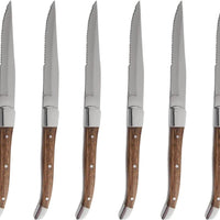 Fortessa - Provencal 9.25" Serrated Wood Handle Steak Knife, Pack of 6 - 1.5.STK.SR.248
