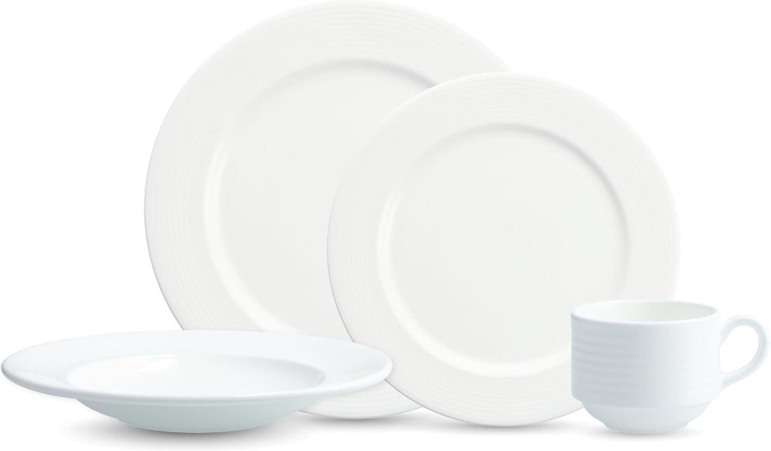 Fortessa - Saterna Bone China 16 Pc White Dinnerware Set - 16PPS-SATERNA