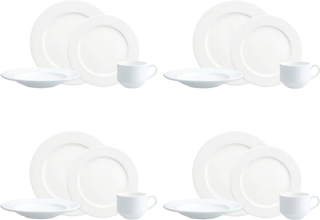 Fortessa - Saterna Bone China 16 Pc White Dinnerware Set - 16PPS-SATERNA