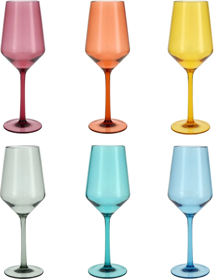 Fortessa - Sole 13 Oz Mixed Colors Sauvignon Blanc Glass, Pack of 6 - PS.MXSET.03