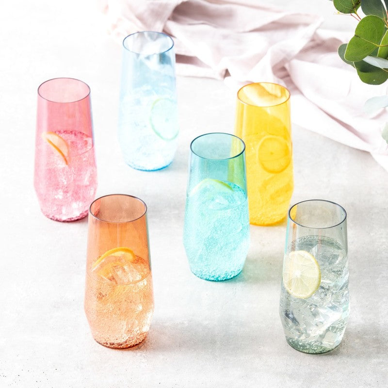 Fortessa - Sole 18 Oz Mixed Colors Iced Tea Glass, Pack of 6 - PS.MXSET.04