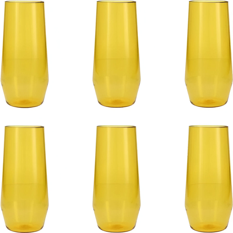 Fortessa - Sole 18 Oz Yellow Sun Iced Tea Glass, Pack of 6 - PS.SOLE.YS.04