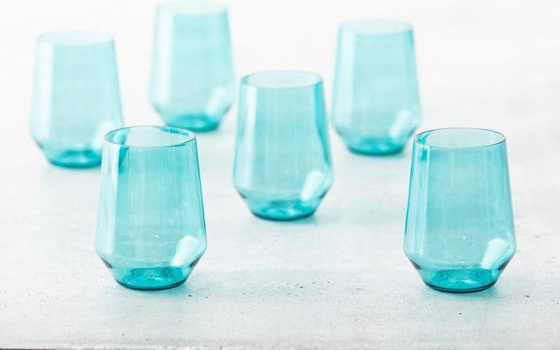 Fortessa - Sole 19 Oz Aqua Sky Stemless Wine Glass, Pack of 6 - PS.SOLE.AS.06