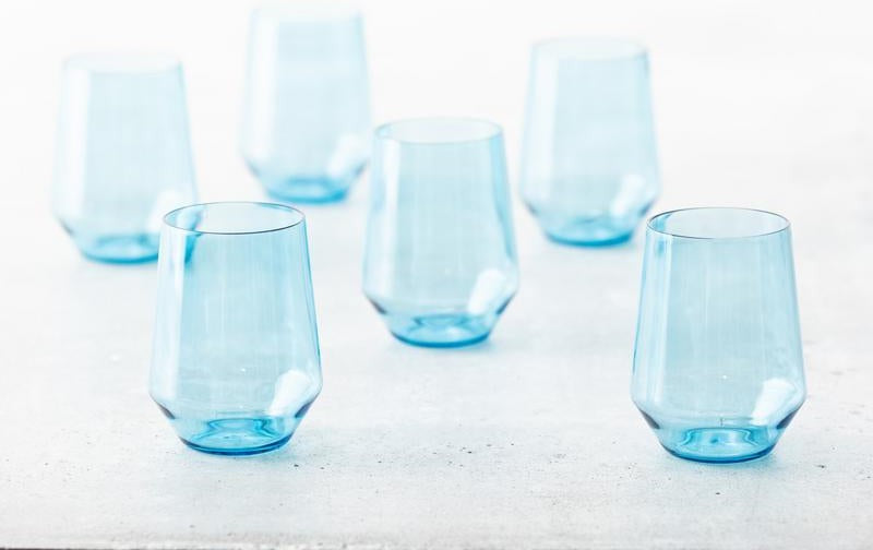 Fortessa - Sole 19 Oz Blue Ether Stemless Wine Glass, Pack of 6 - PS.SOLE.BE.06