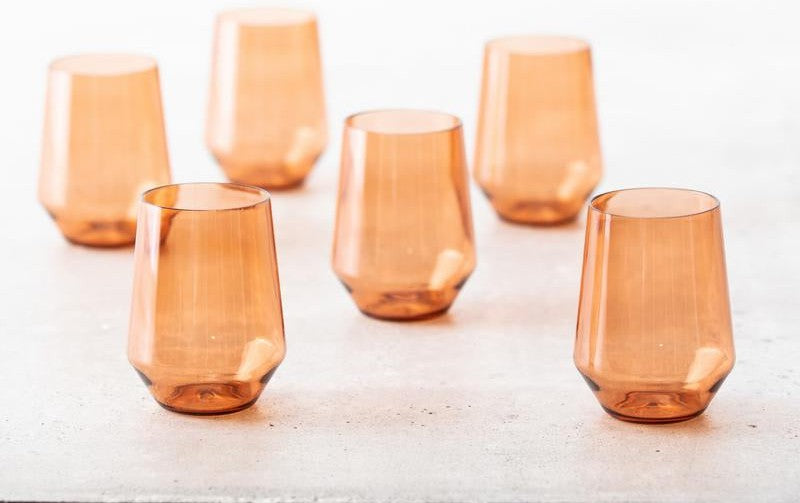 Fortessa - Sole 19 Oz Terra Cotta Stemless Wine Glass, Pack of 6 - PS.SOLE.TC.06