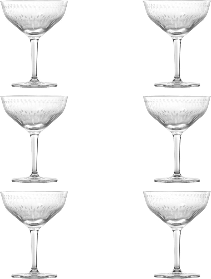 Fortessa - Vanity 7.6 Oz Etched Coupe Martini Glass, Pack of 6 - 0029.G115839