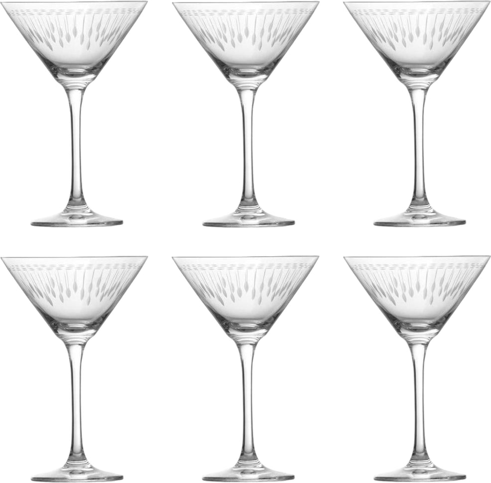 Fortessa - Vanity 9.1 Oz Etched Martini Glass, Pack of 6 - 0003.G109398