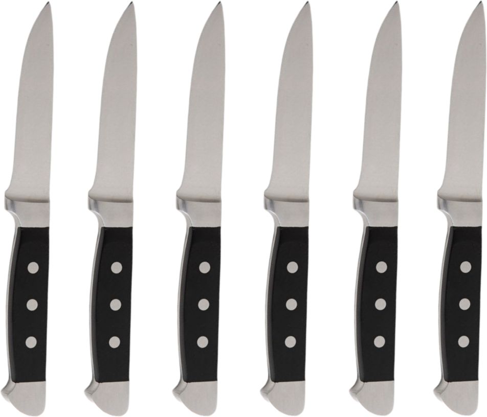 Fortessa - Vaquero 10" Non-Serrated Steak Knife with Black Handle, Pack of 6 - 1.5.STK.NS.270
