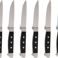 Fortessa - Vaquero 10" Non-Serrated Steak Knife with Black Handle, Pack of 6 - 1.5.STK.NS.270