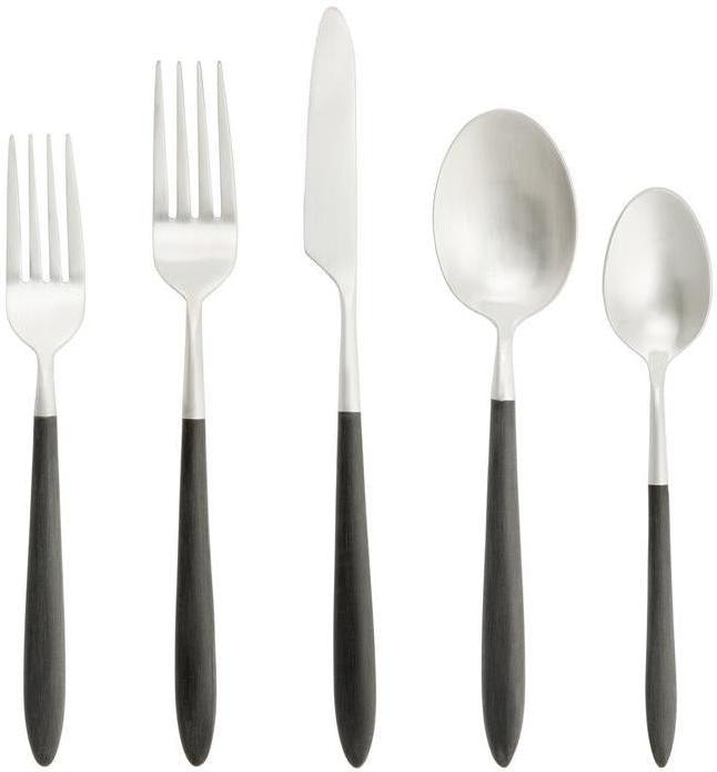 Fortessa - Velo 20 Pc Black/Brushed Flatware Set - 20PPS-114BR6B-05