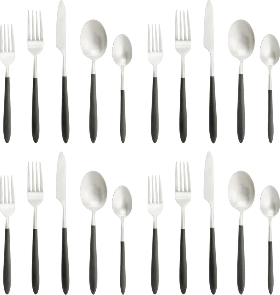 Fortessa - Velo 20 Pc Black/Brushed Flatware Set - 20PPS-114BR6B-05