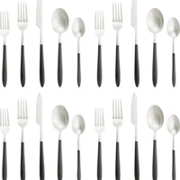 Fortessa - Velo 20 Pc Black/Brushed Flatware Set - 20PPS-114BR6B-05