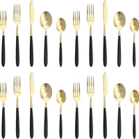 Fortessa - Velo 20 Pc Black/Gold Brushed Flatware Set - 5PPS-114CG-20PC