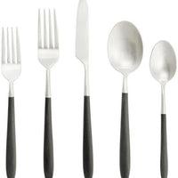 Fortessa - Velo 40 Pc Black/Brushed Flatware Set - 40PPS-114BR6B-05