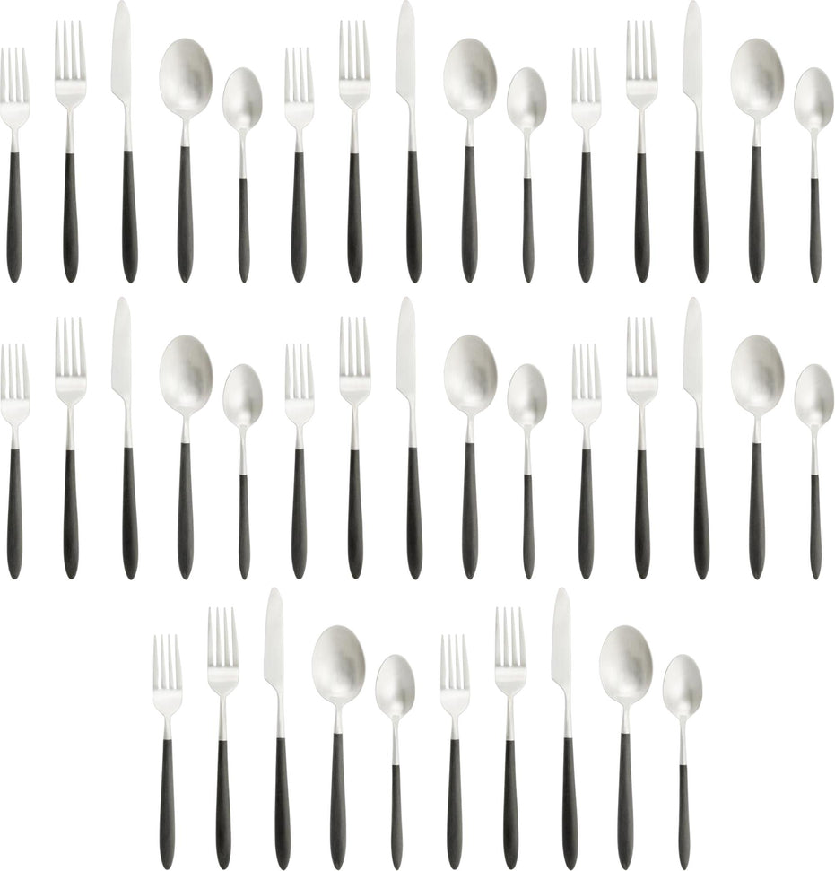 Fortessa - Velo 40 Pc Black/Brushed Flatware Set - 40PPS-114BR6B-05