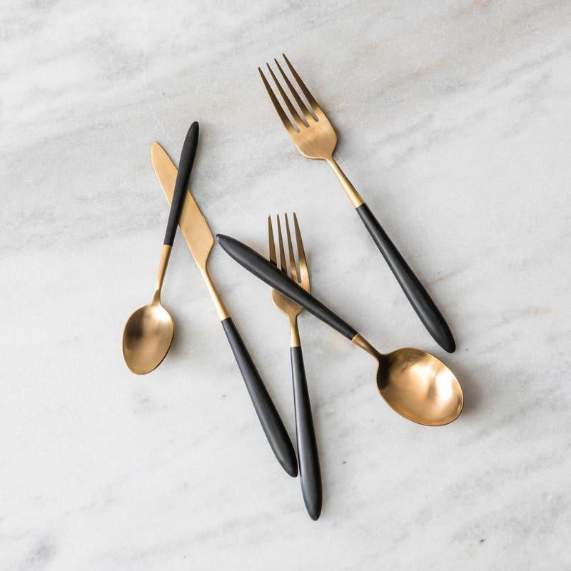 Fortessa - Velo 40 Pc Black/Gold Flatware Set - 40PPS-114CG-20PC