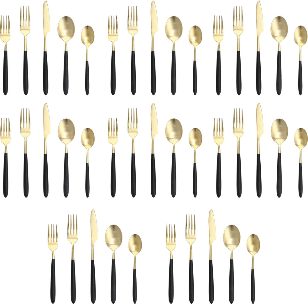 Fortessa - Velo 40 Pc Black/Gold Flatware Set - 40PPS-114CG-20PC