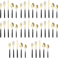 Fortessa - Velo 40 Pc Black/Gold Flatware Set - 40PPS-114CG-20PC