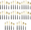 Fortessa - Velo 40 Pc Black/Gold Flatware Set - 40PPS-114CG-20PC