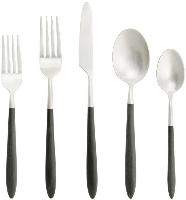 Fortessa - Velo Brushed Black 5 Pc Stainless Steel Flatware Set - 5PPS-114BR6B-05