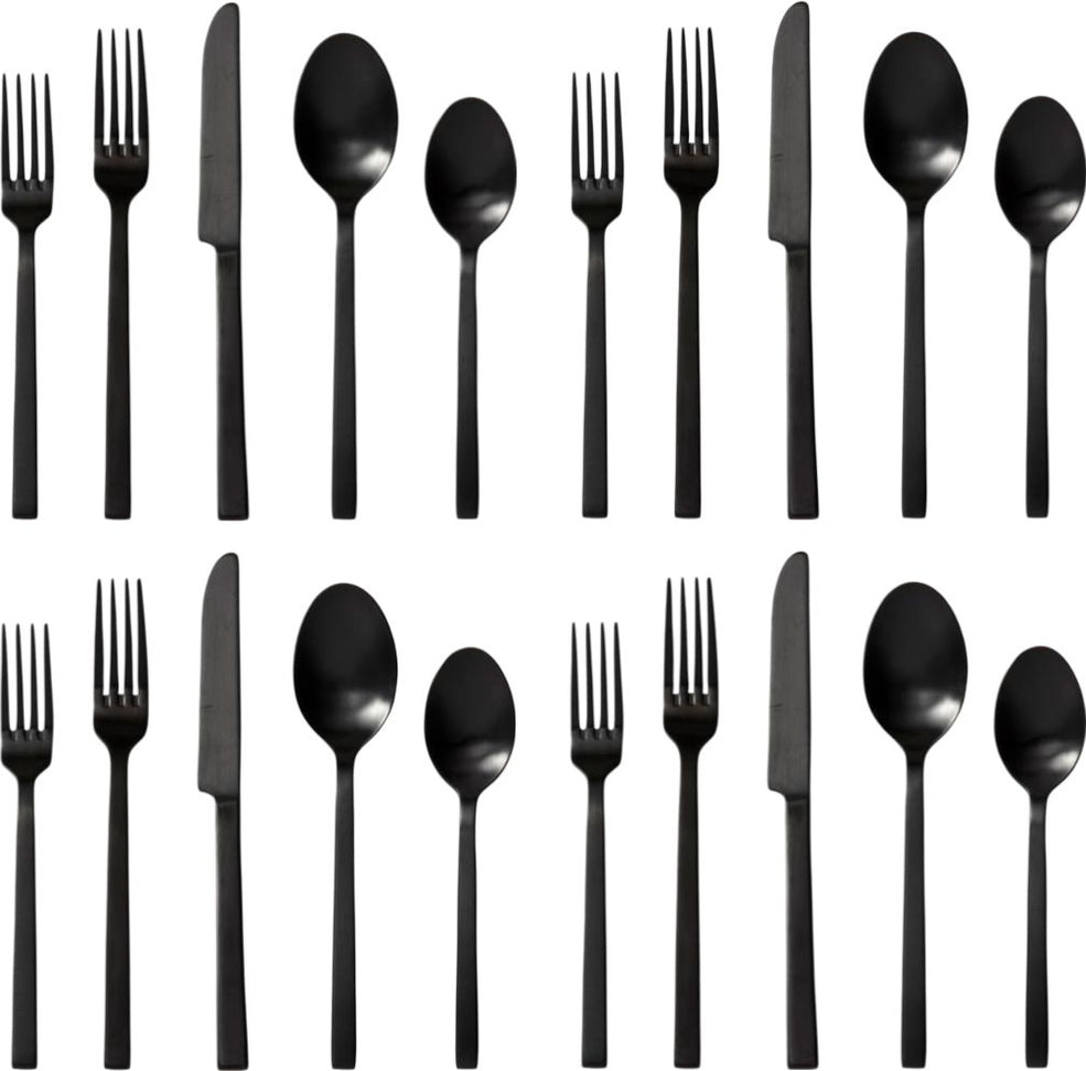 Fortessa - Viggo 20 Pc Stainless Steel Black Flatware Set - 20PPS-5046B-05