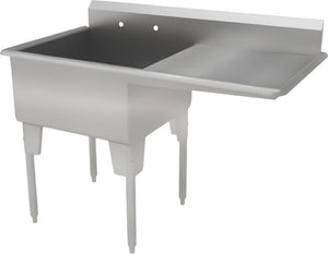 Franesse - 24" x 18" x 14" Stainless Steel Single Compartment Sink With Drainboard - S2418-14-DBL18-O