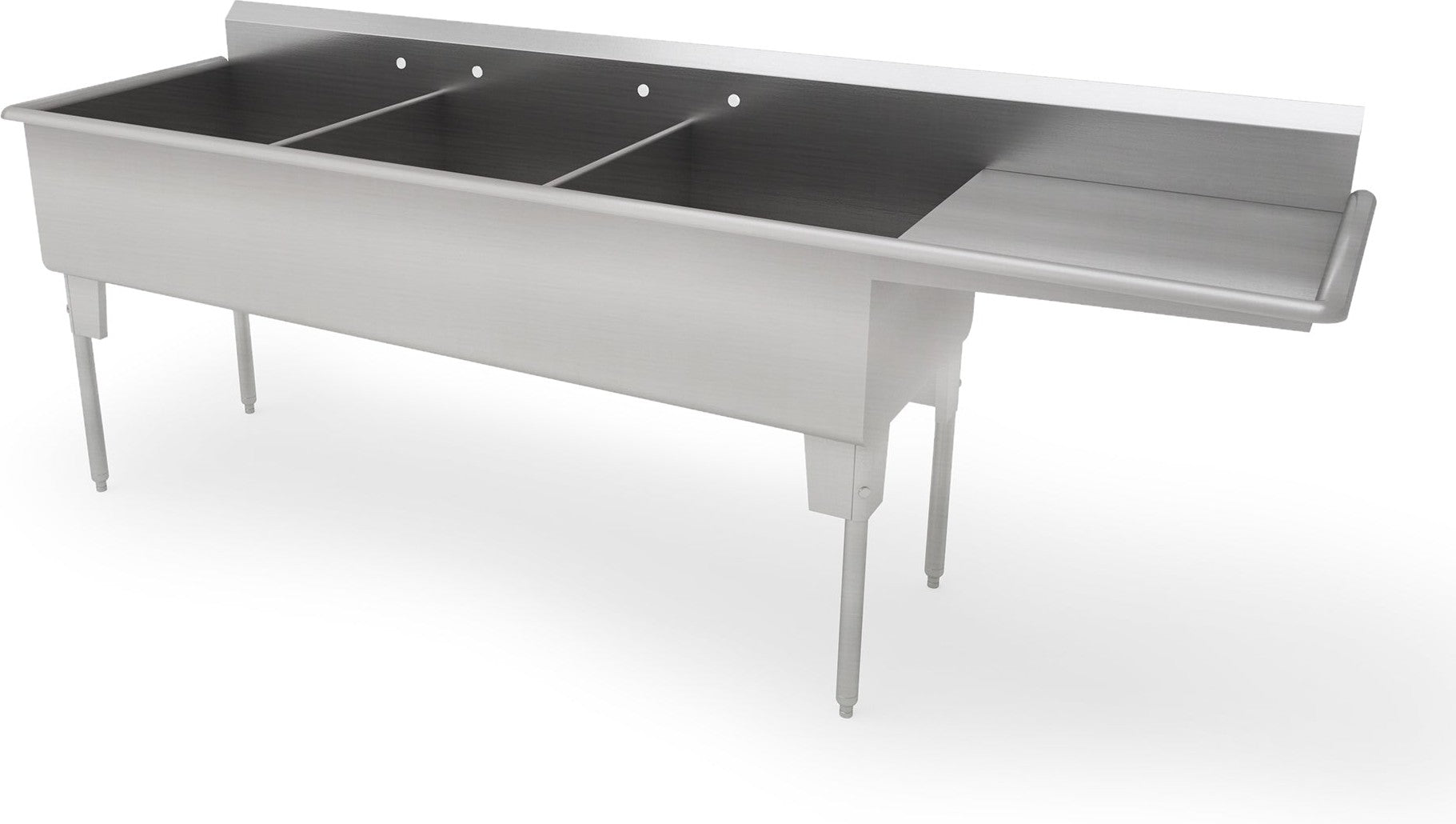 Franesse - 24" x 20" x 14" Triple Compartment Sink With Drainboard - T2460-14-DBR24-O